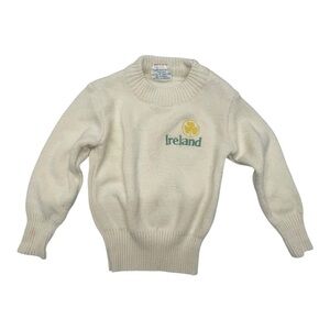 Cream yellow baby Ireland Sweater with Green Logo shamrock